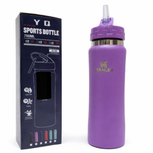 Garrafa Térmica Esportiva 750ml – Aço Inoxidável com Canudo (Roxo)
