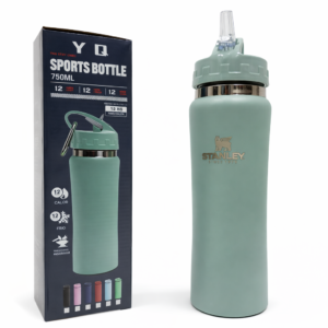 Garrafa Térmica Esportiva 750ml – Aço Inoxidável com Canudo (verde)